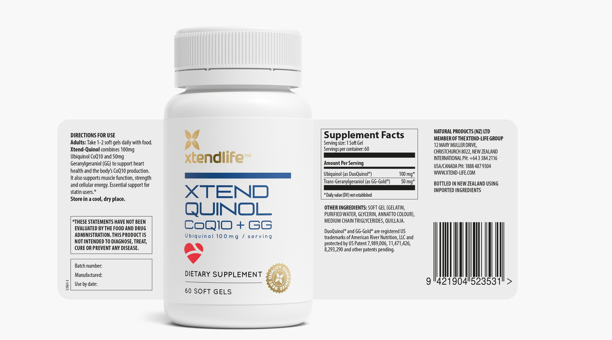 The nutritional label for Xtend-Quinol